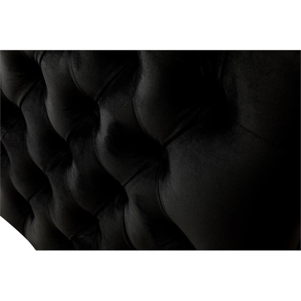 Lilola Home Bayberry Black Velvet Chair with 1 Pillow