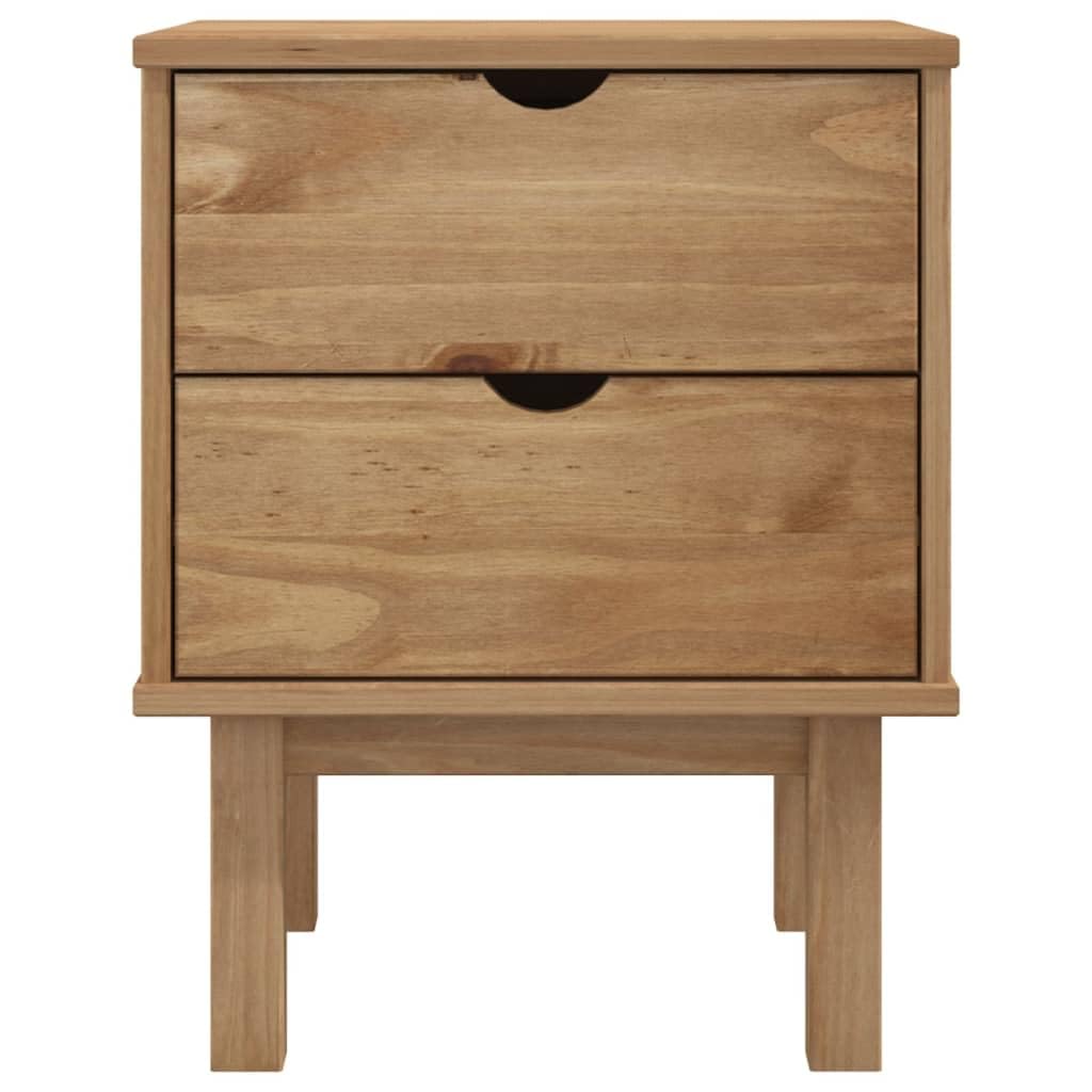 vidaXL Bedside Cabinet OTTA in Brown, Solid Pine Wood, 18.1&quot;x15.6&quot;x22.4&quot;, 2 Drawers, Versatile and Reliable, Easy Assembly, Spacious Top for Decor Display