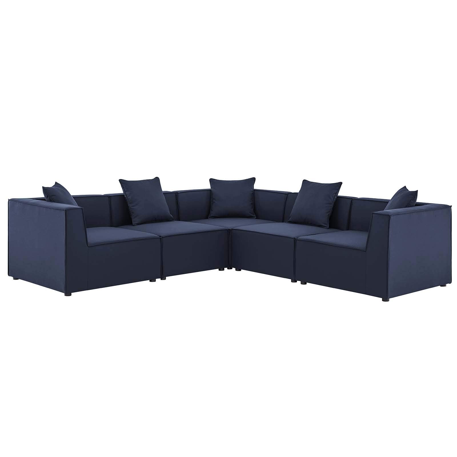 Modway Eei-4384-Nav Saybrook Patio Upholstered Sectional Sofa In Navy, 5-Piece Set