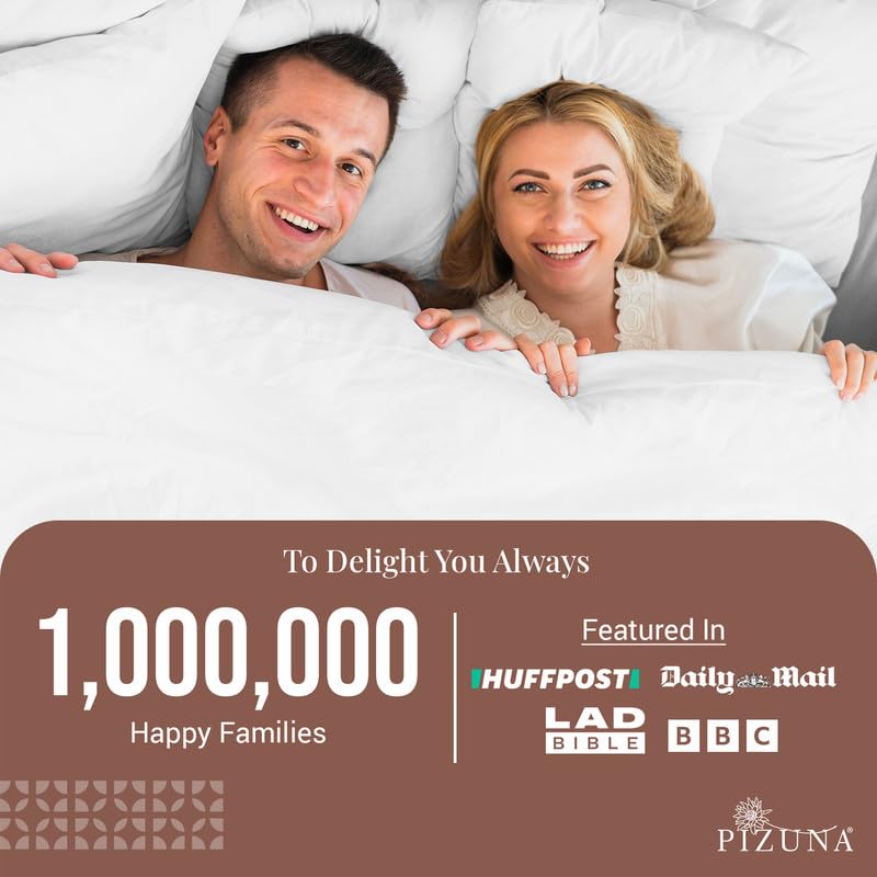 Pizuna Pure 100% Cotton Queen Size Sheet Set White, Luxurious 400 Thread Count Long Staple Cotton Sateen Sheets With 15'' Deep 2