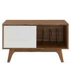 Modway Envision Mid-Century Modern 37" Vinyl Record Display Stand, 37 Inch, Walnut White