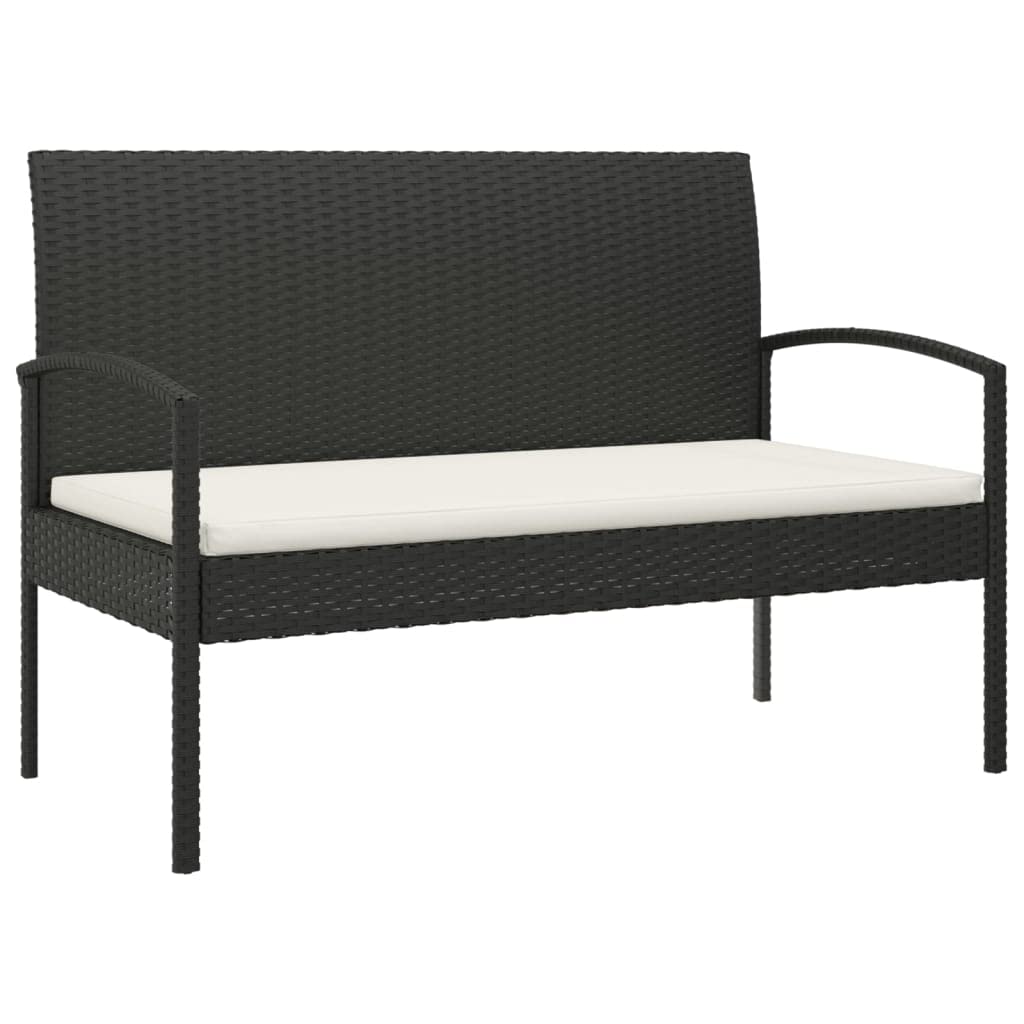 vidaXL Black Patio Bench with Cushion - Thumbnail 2
