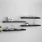vidaXL Floating Wall Display Shelves - Set of 4 - Black - Invisible Mounting - Honeycomb MDF and Metal Design - Adds Modern Aesthetic to Home Decor