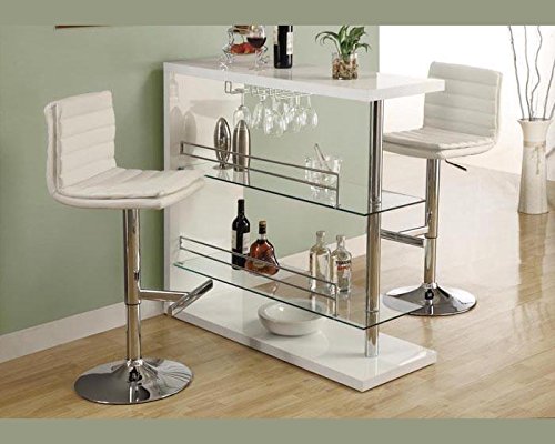 Monarch Specialties Chrome Metal Hydraulic Lift Barstool (2 Piece), White