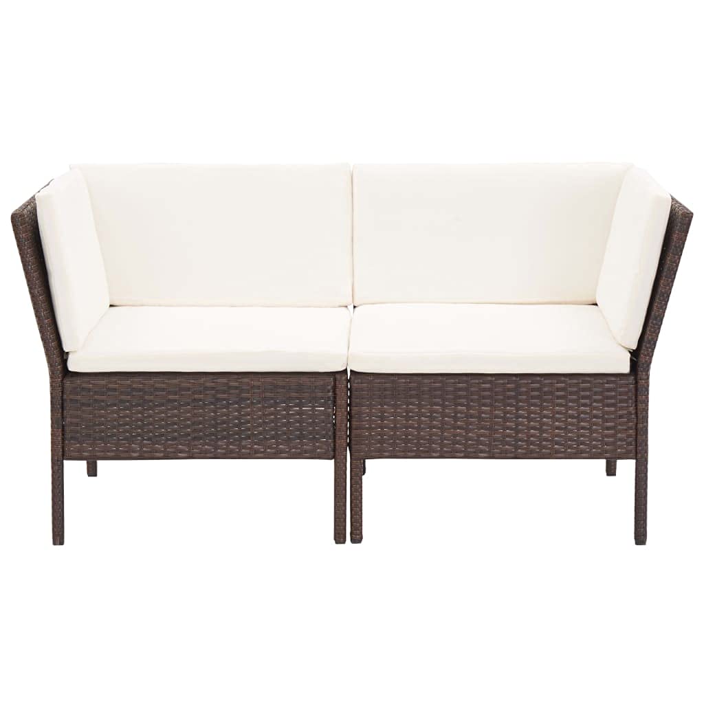 vidaXL Outdoor Patio Lounge Set with Cushions - 6 Piece, Poly Rattan, Brown, Modular Design, Weather-Resistant, Comfortable and Modern Seating.