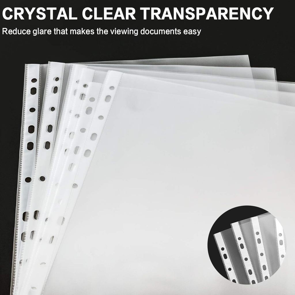 Sheet Protectors, Pandri 600 Pack Clear Heavy Duty Plastic Page Protectors Sheet Reinforced 11-Hole Fit For 3 Ring Binder Fits S