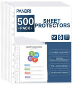 Sheet Protectors, Pandri 500 Pack Clear Heavy Duty Plastic Page Protectors Sheet Reinforced 11-Hole Fit For 3 Ring Binder Fits S