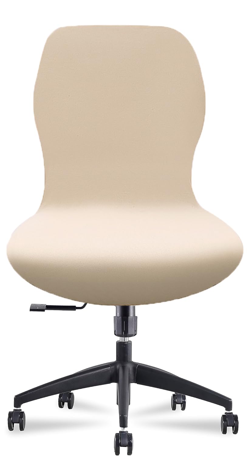 Deisy Dee Velvet Stretch Armless Office Chair Covers - Colorful Stretch Slipcover For Desk Chairs (Khaki)