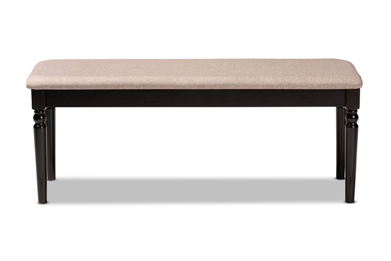 Baxton Studio Giovanni Modern and Contemporary Sand Fabric Upholstered and Dark Brown Finished Wood Dining Bench
