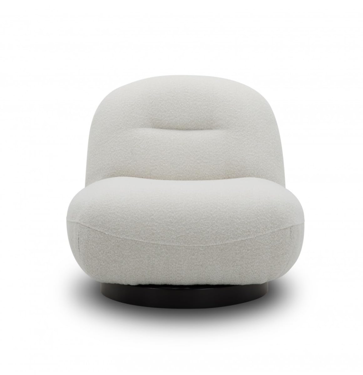 HomeRoots 488459 33 in. 100 Percent Polyester Solid Color Swivel Lounge Chair Cream