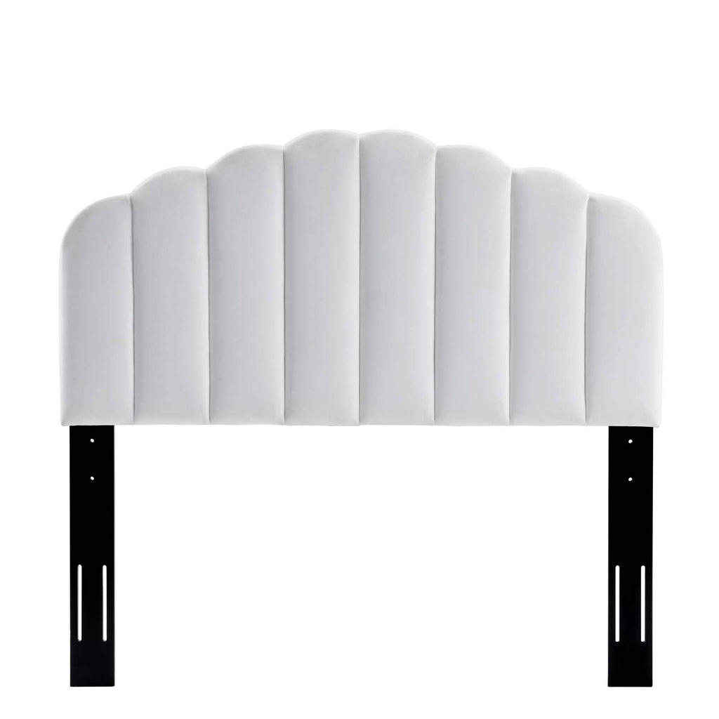 Modway Veronique Channel Tufted Performance Velvet Upholstered Full/Queen Headboard In White