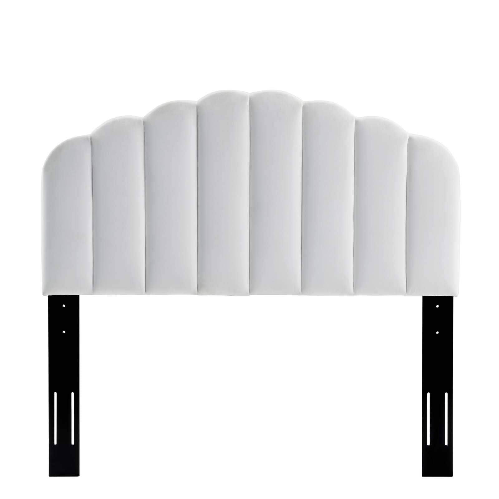 Modway Veronique Channel Tufted Performance Velvet Upholstered Full/Queen Headboard In White