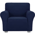 Jiviner Super Stretch Chair Slipcovers With Arms 1-Piece Jacquard Small Checks Living Room Armchair Covers Soft Anti Slip Sofa Couch Furniture Protector For Kids Pets (Navy Blue, Chair)