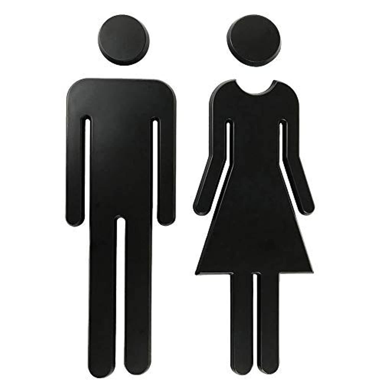 Rjwkaz 7.8' Premium Bathroom Sign Acrylic Adhesive Backed Men'S And Women'S Toilet Sign (Black)