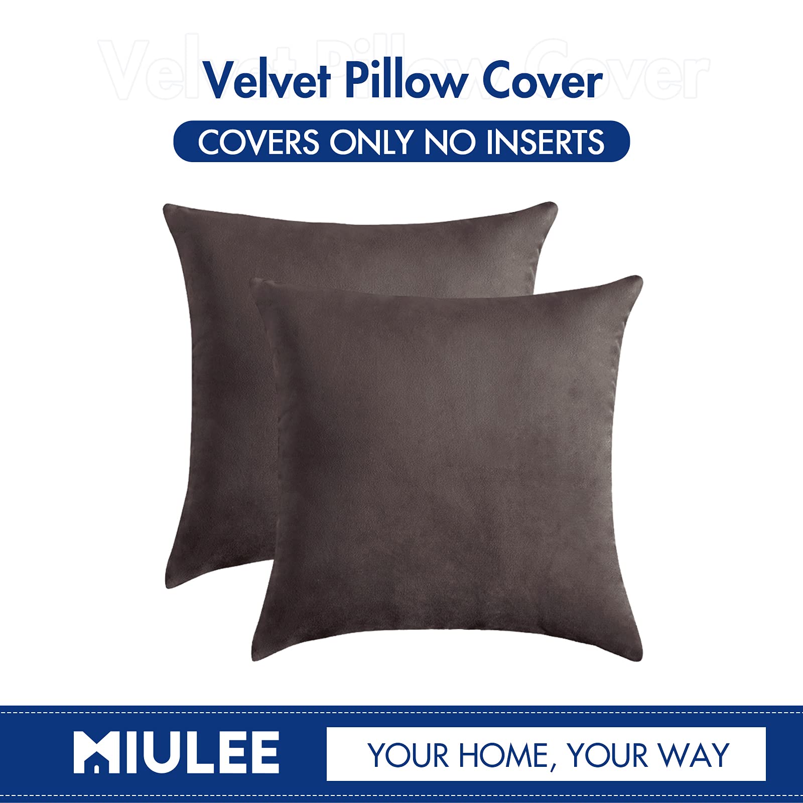 Miulee Pack Of 2 Decorative Velvet Pillow Covers Soft Square Throw Pillow Covers Solid Cushion Covers Pillow Cases For Sofa Bedr