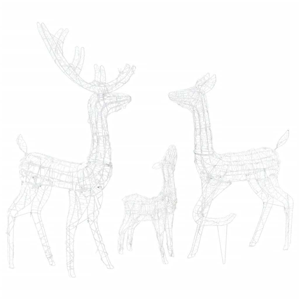 vidaXL Acrylic Reindeer Family - Christmas Decoration with 300 LED Colorful Lights, 8 Lighting Modes, Waterproof Outdoor/Indoor Display, Luxurious ICY Look, Multicolor