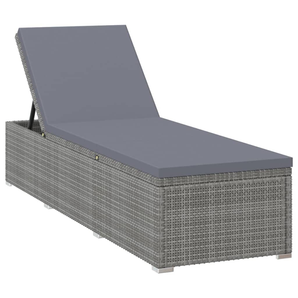 vidaXL Patio Lounge Chair, Sunlounger with Adjustable Backrest and Footrest, Sunbed with Cushion, Pool Lounge Chair for Outdoor,