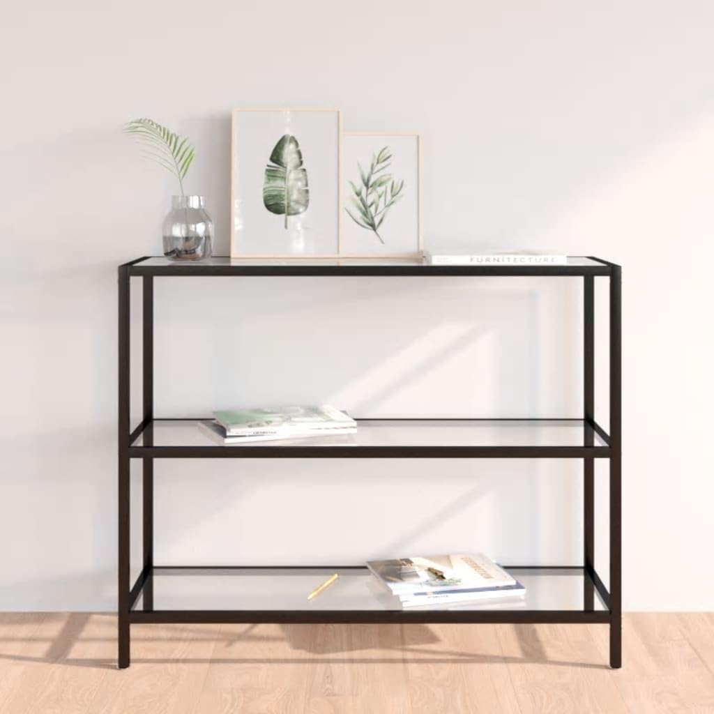 vidaXL Shelf Display Corner Shelf Rack Shelving Unit Storage Rack Bookshelf Storage Organiser Transparent 100x36x90 cm Tempered Glass, Onesize