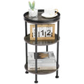 Grey Modern 3-Tier Round Accent Table - Slim Corner Table for Small Spaces, Living Room or Bedroom