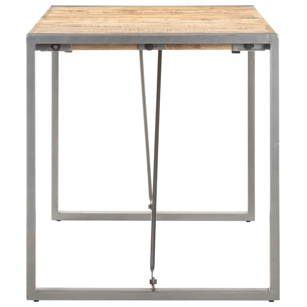 vidaXL Solid Rough Mango Wood & Steel Legs Dining Table - Industrial Rectangular 63&quot;x31.5&quot; - Brown/Gray Assembly Required