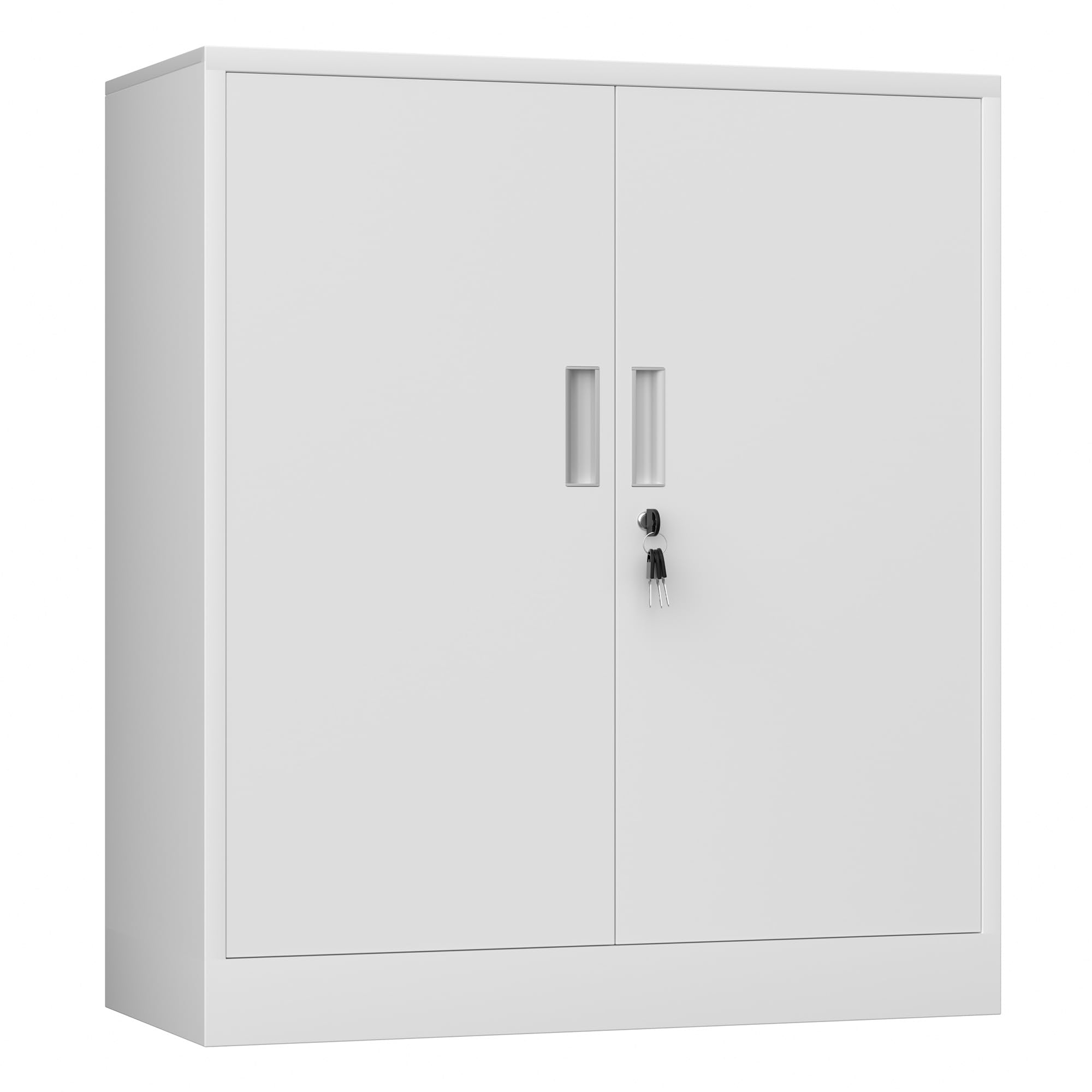 JINKUR Metal Storage Cabinet with Locking Doors and 2 Adjustable Shelves, Small Lockable Steel Storage Cabinets for Home Office 