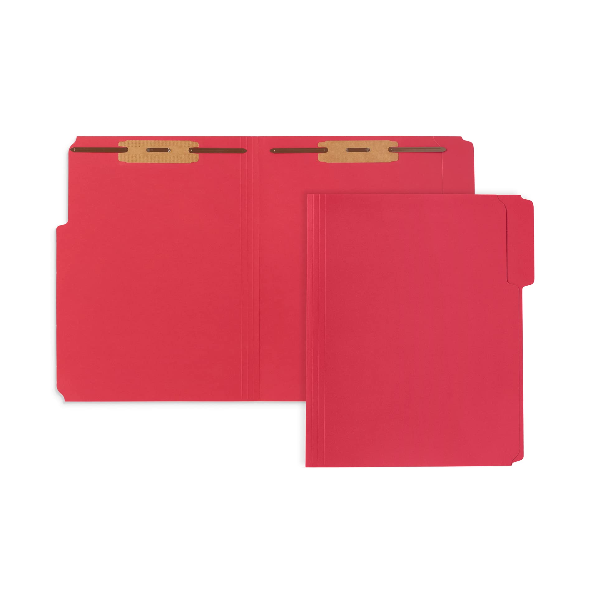 50 Red Fastener File Folders - 1/3 Cut Reinforced Tab - Durable 2 Prongs Bonded Fastener Designed To Organize Standard Medical F