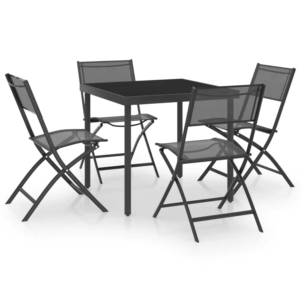 vidaXL Patio Dining Set 5 Piece Garden Outdoor Lawn Yard Terrace Balcony Seat Seating Sitting Dinner Chair and Table Furniture Steel