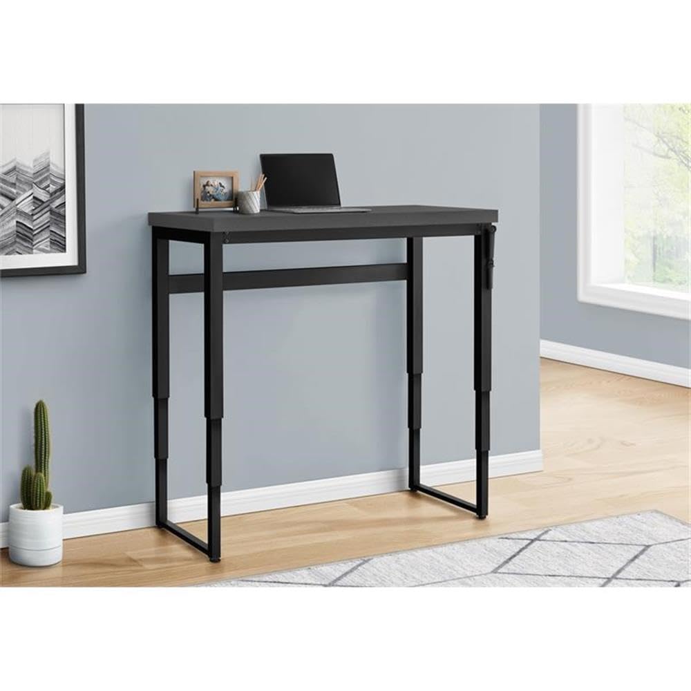 Monarch Specialties 7680 Computer Desk, Home Office, Standing, Adjustable, 48' L, Work, Laptop, Metal, Laminate, Contemporary, Desk-48 Adj.Height, 47.25' L x 23.75' W x 29.5' H, Modern Grey/Black
