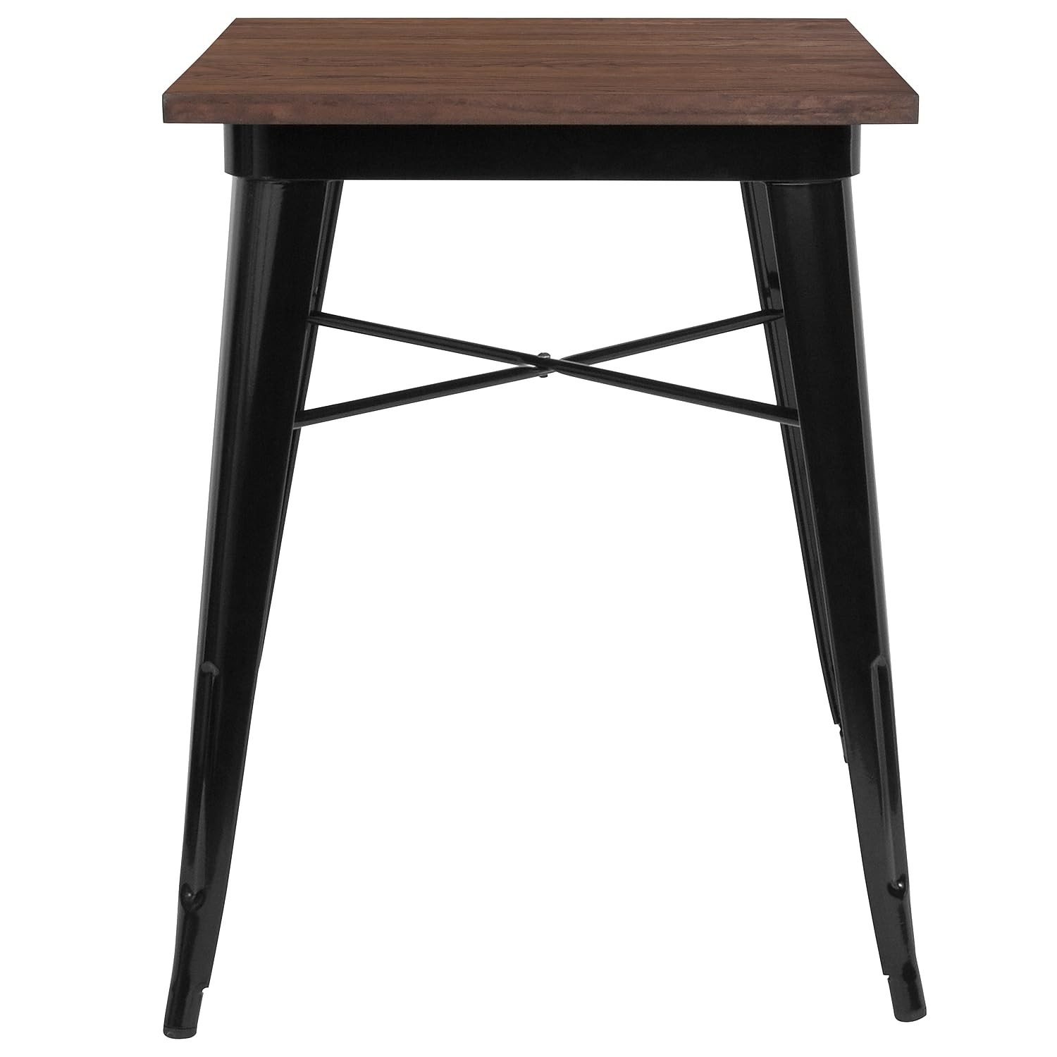 Flash Furniture Prince 23.5&quot; Square Black Metal Indoor Table With Walnut Rustic Wood Top