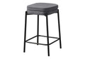 Monarch Specialties I 2226 Barstool, Counter Height, Set of 2, Kitchen, Grey Fabric, Black Metal, Contemporary, Modern