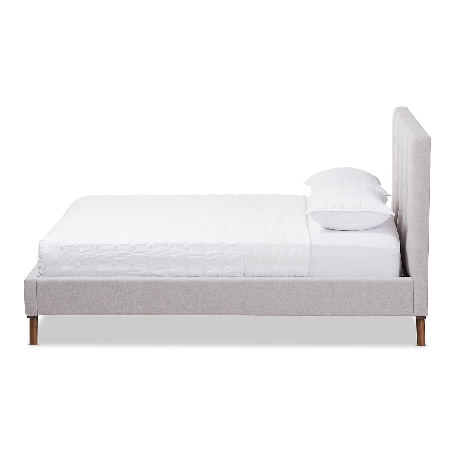Baxton Studio Valencia Upholstered Queen Platform Bed in Grayish Beige
