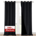 Nicetown Extra Long Truly Blackout Drapes For Hall And Villa, 52-Inch Width Each Panel, 120-Inch Length, Black, 2 Pieces, 100% B