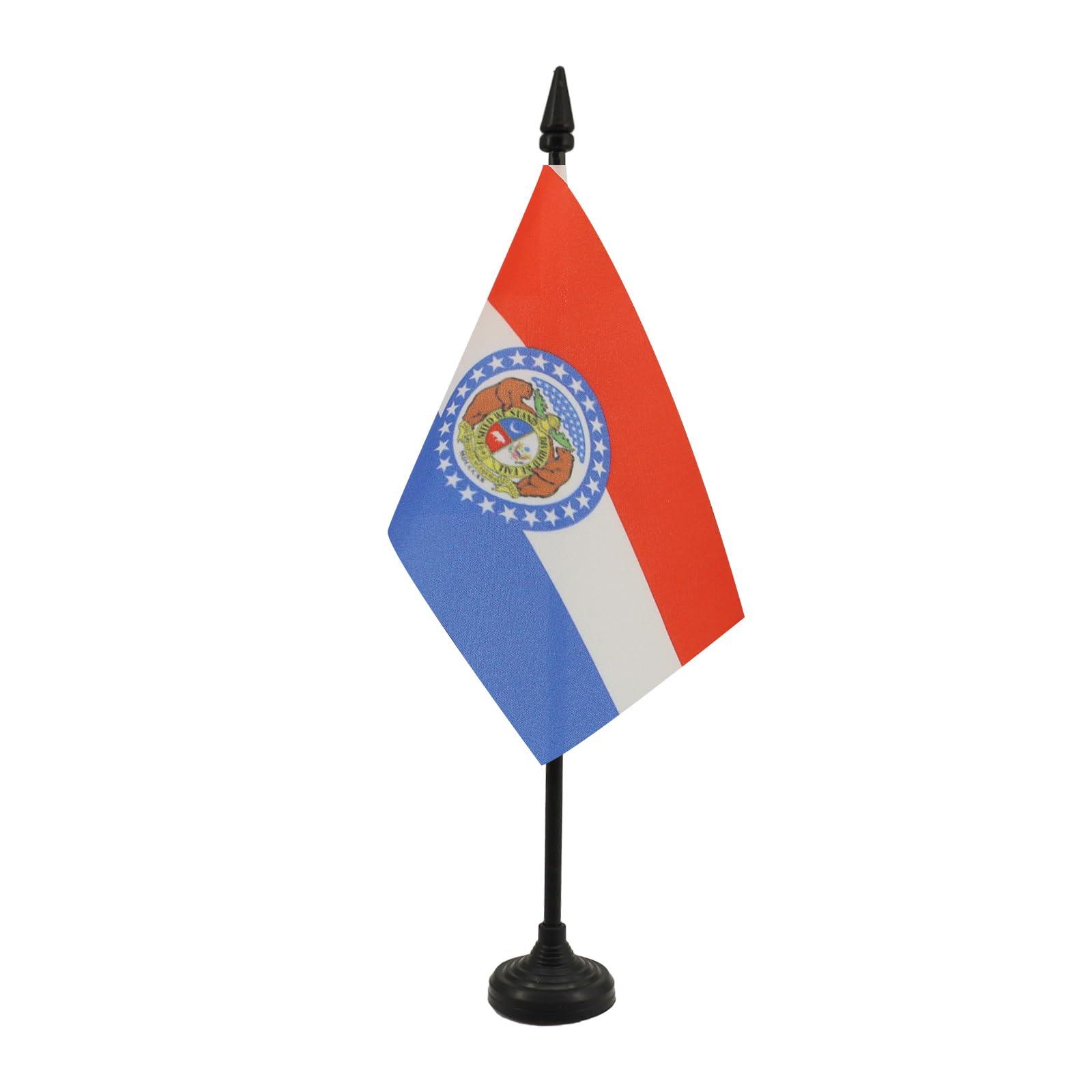 Missouri Table Flag 4' X 6' - Us State Of Missouri Desk Flag 15 X 10 Cm - Black Plastic Stick And Base - Az Flag