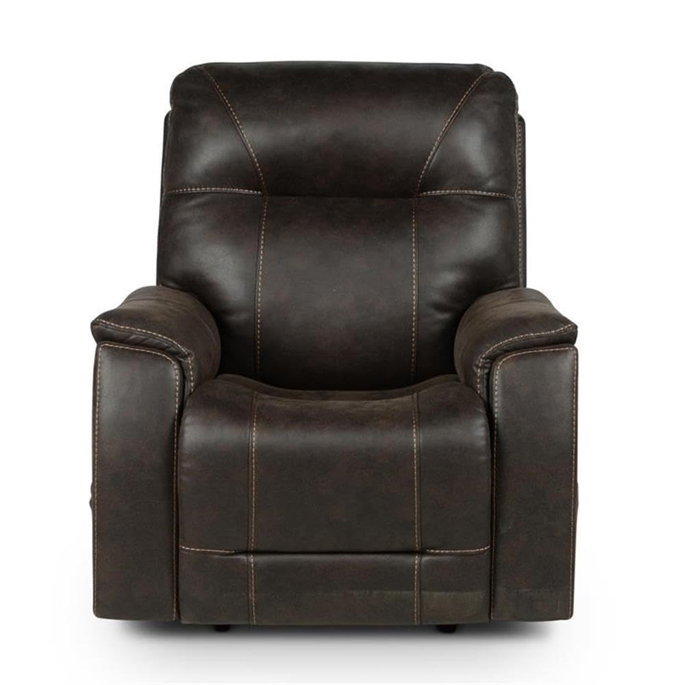 Steve Silver Lexington Triple Power Canyon Walnut Leatherette, Power Headrest, Footrest, Lumbar, Transitional Design, Lighted Cupholders, Recliner Chair, 38" L x 42" W x 42" H, Brown