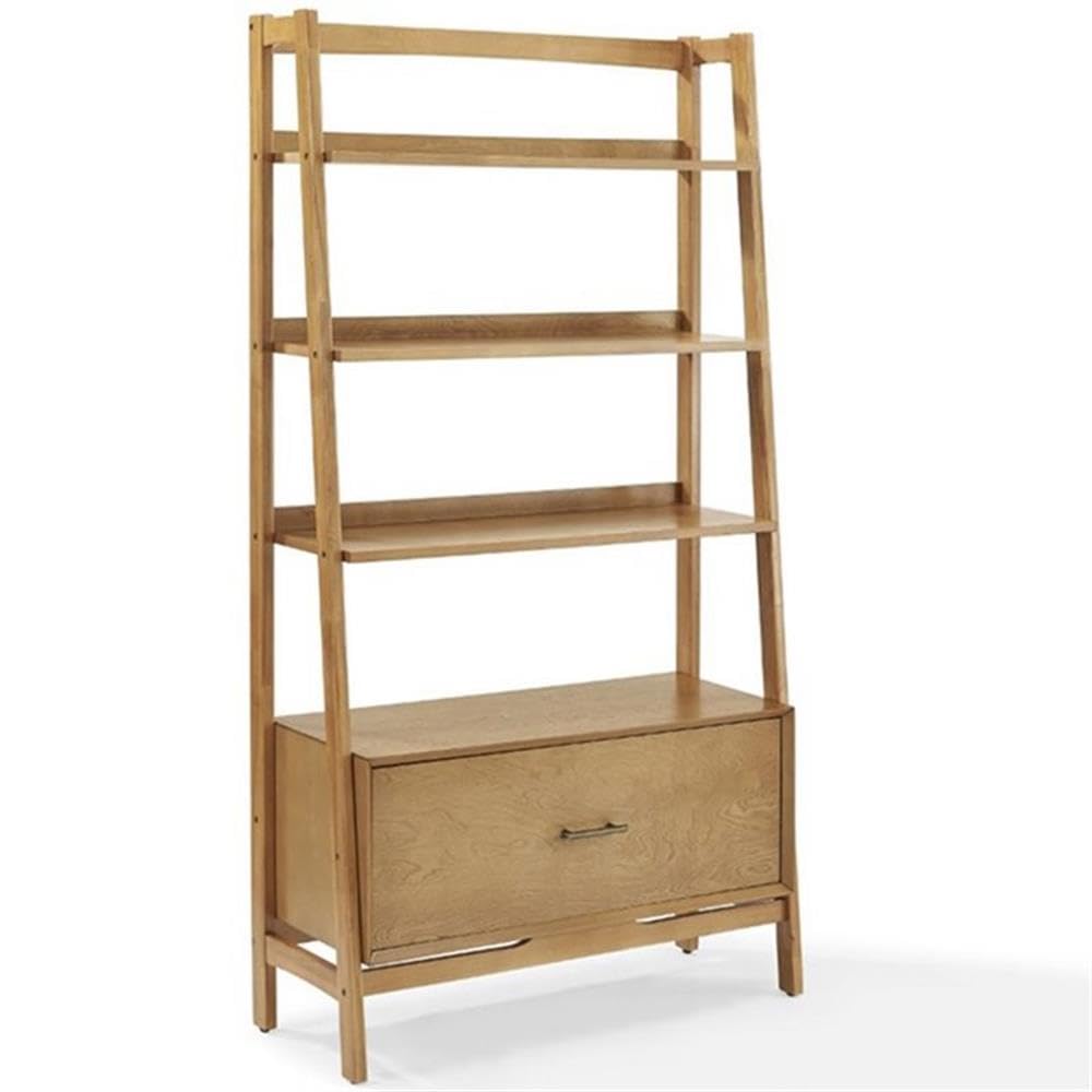 Crosley Furniture Landon Large Bookshelf Etagere, Bookcase Storage with Shelves and File Drawer, Acorn