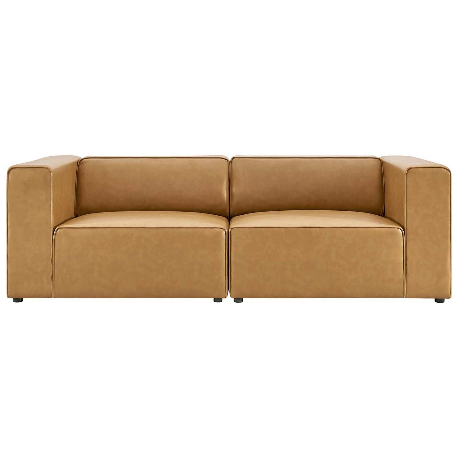 Modway Mingle Vegan Leather 2-Piece Sectional Loveseat in Tan