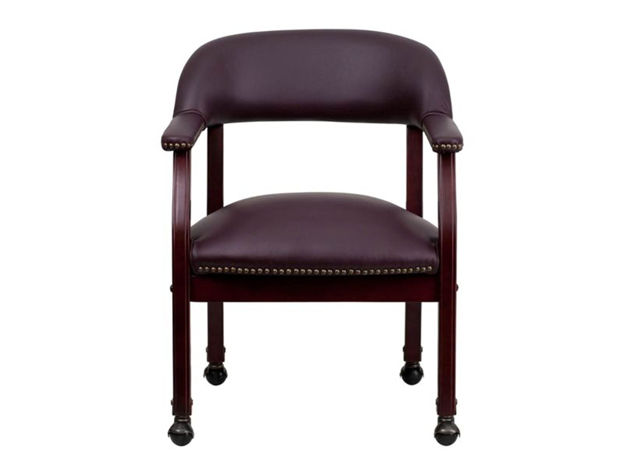 Flash Furniture Diamond Burgundy LeatherSoft Conference Chair with Accent Nail Trim and Casters