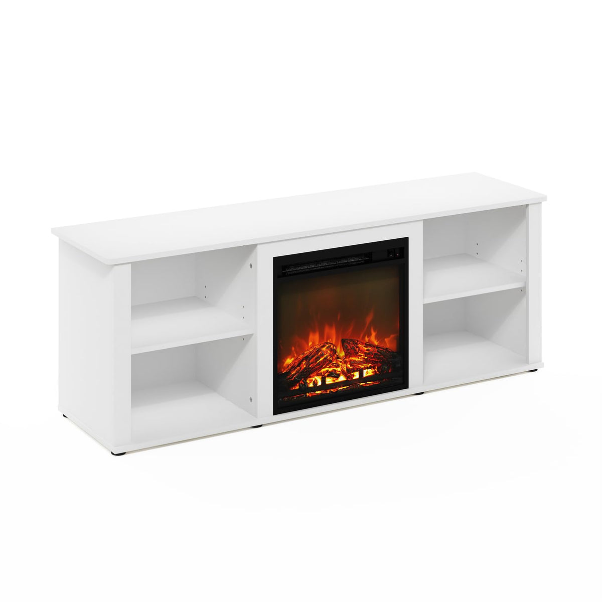 Furinno Classic 60 Inch TV Stand with Fireplace, Solid White