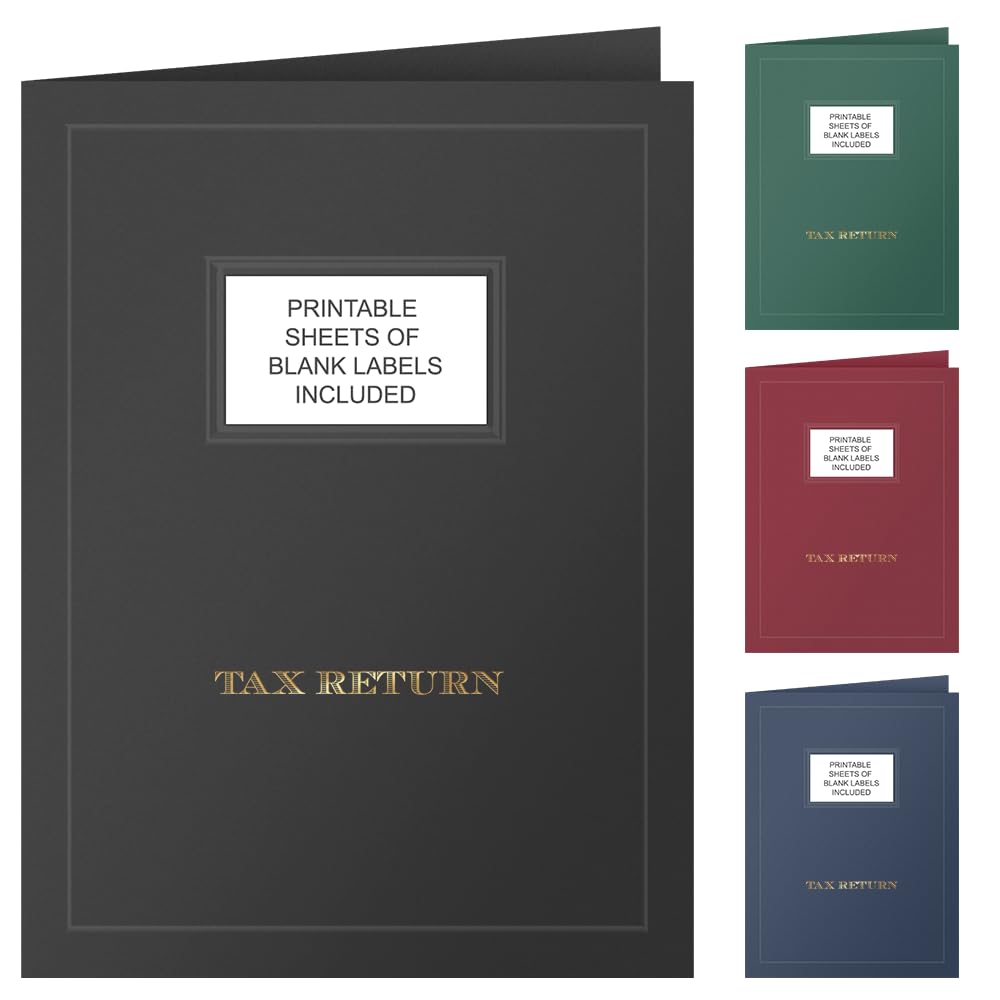 The Gallery Collection, 50 Count, Black, Tax Return Pocket Folders, Gold Foil With Customizable Labels, For Tax Professionals (9