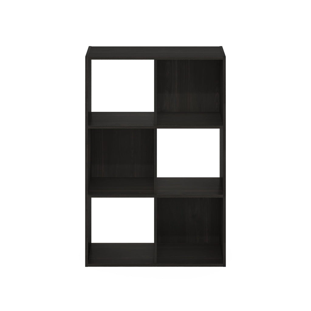 Furinno Pelli Cubic Multipurpose Clothing & Closet Storage Organizer Shelf, 6-Cube, Espresso