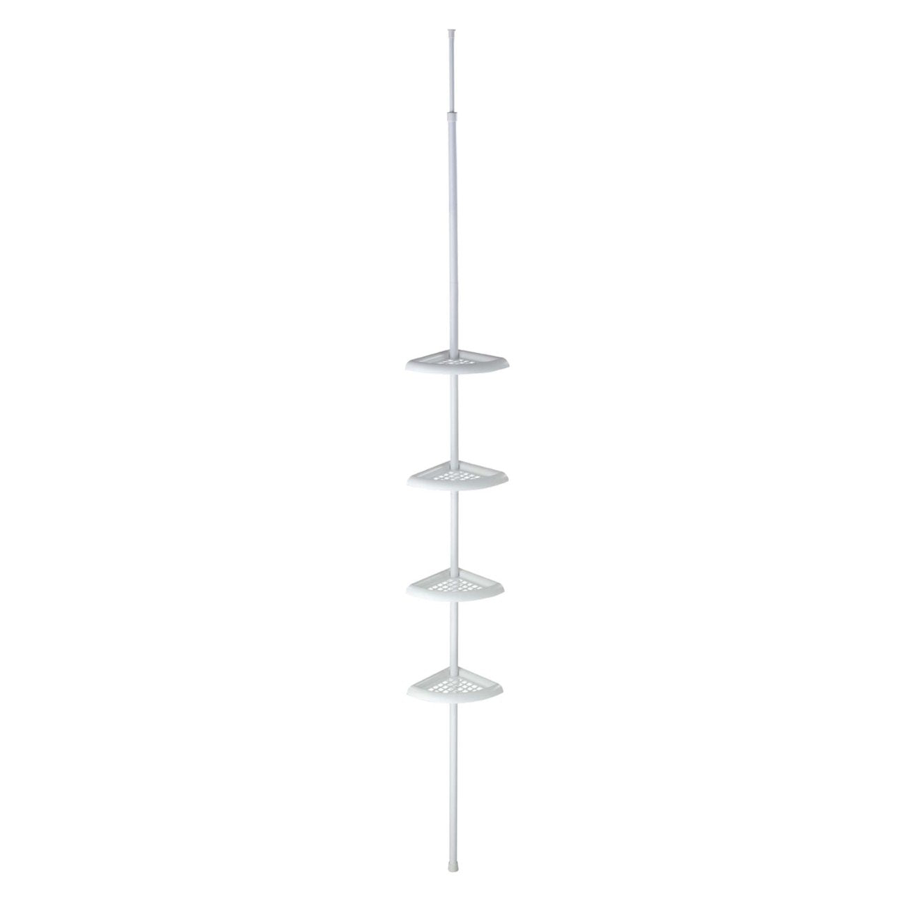 Zenna Home 2104W Bathtub and Shower Tension Corner Caddy, 10.5 x 97-Inches, White