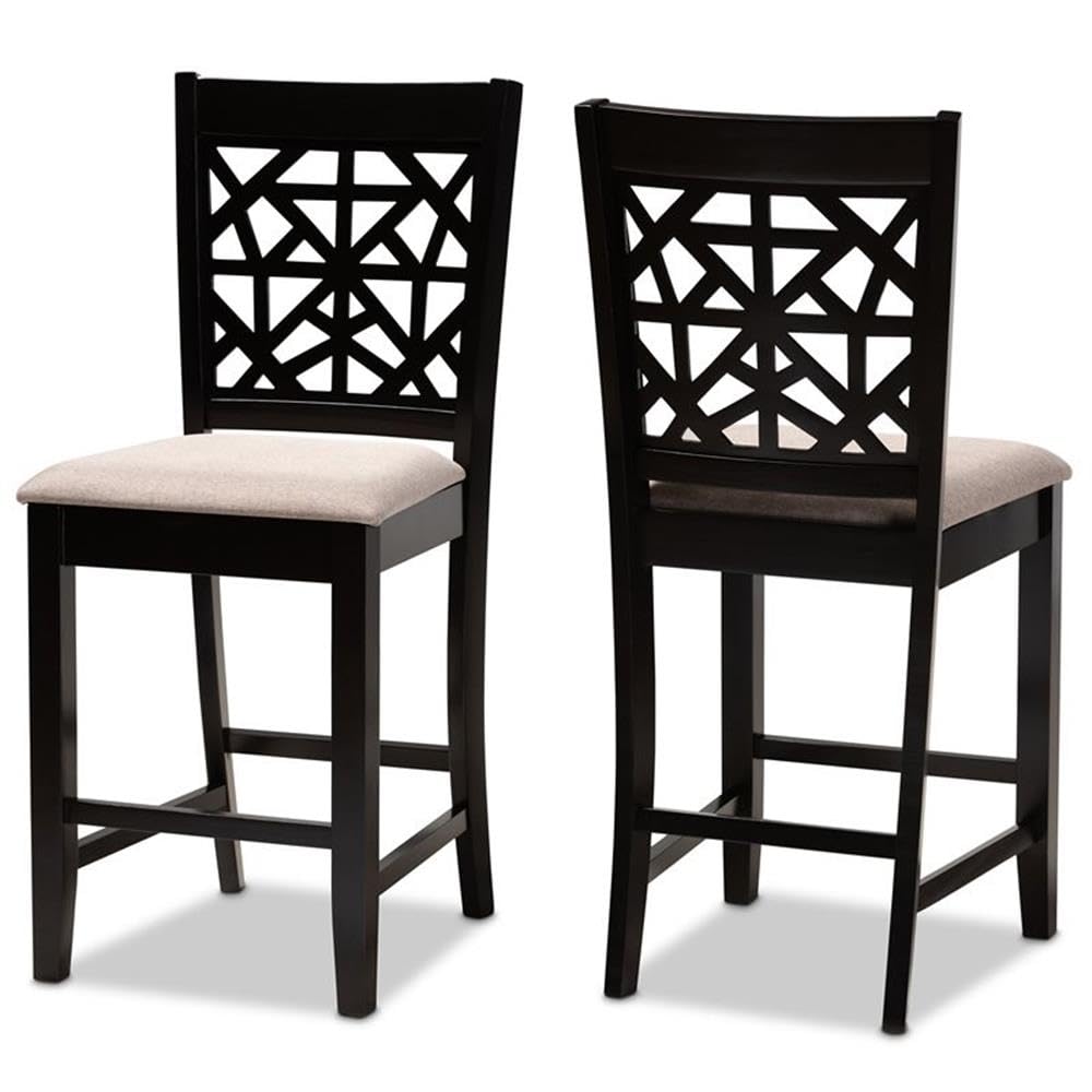 Baxton Studio Devon Sand Upholstered Espresso Finished Wood 2-Piece Pub Chairs