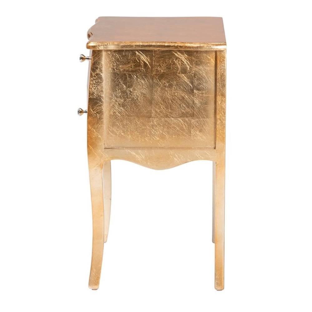 Baxton Studio Patrice Gold Finished Wood 2-Drawer End Table