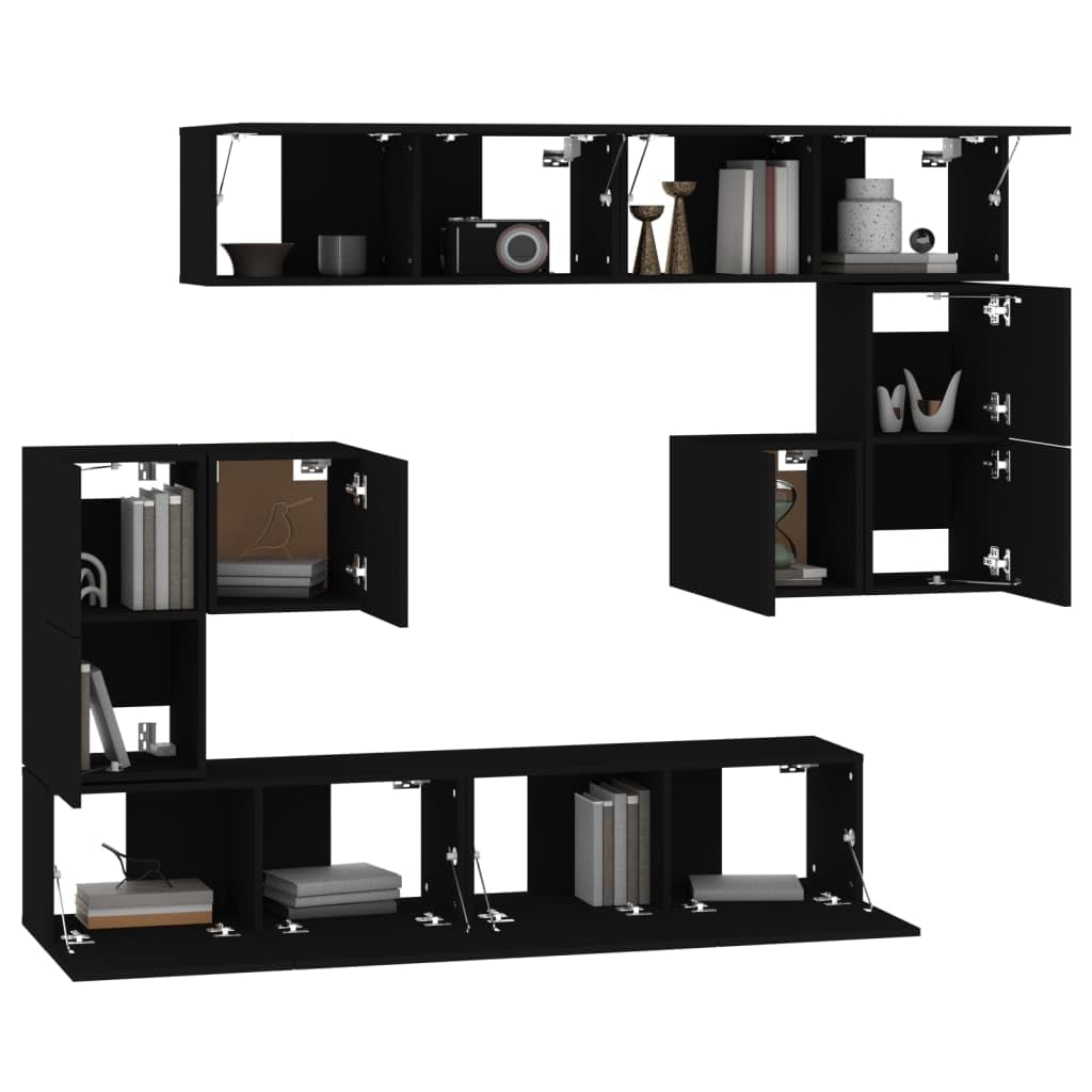 vidaXL Wall-Mounted TV Cabinet Black Engineered Wood