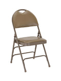 Flash Furniture Hercules Series Ultra-Premium Triple Braced Beige Vinyl Metal Folding Chair With Easy-Carry Handle