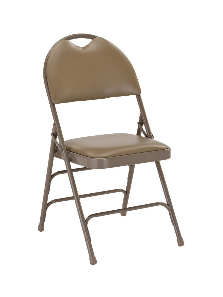 Flash Furniture Hercules Series Ultra-Premium Triple Braced Beige Vinyl Metal Folding Chair With Easy-Carry Handle