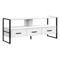 Monarch Specialties I 2615 Tv Stand, 48 Inch, Console, Media Entertainment Center, Storage Drawers, Living Room, Bedroom, Laminate, Metal, White, Black