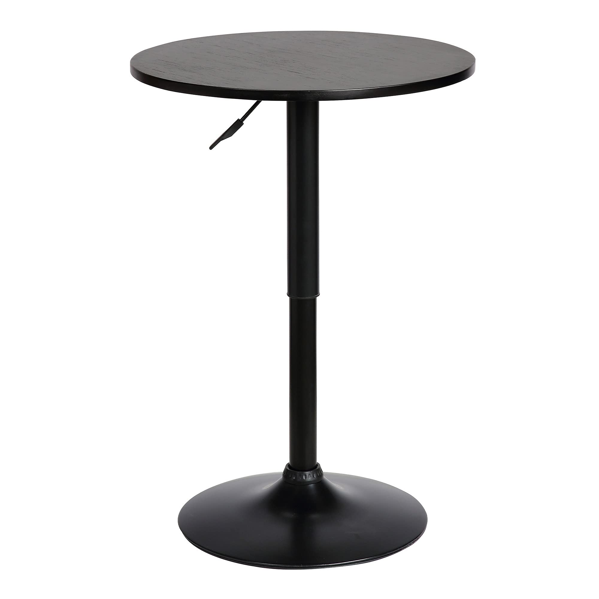 Benjara 24 Inches Round Adjustable Pub Table With Metal Base, Black