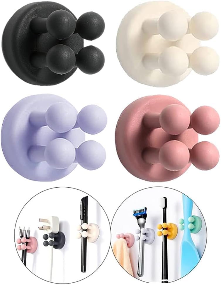 YEIPIS Toothbrush Holder for Bathroom, Silicon Wall Mounted Storage Organizer for Bathroom with Self Adhesive Stick Multipurpose