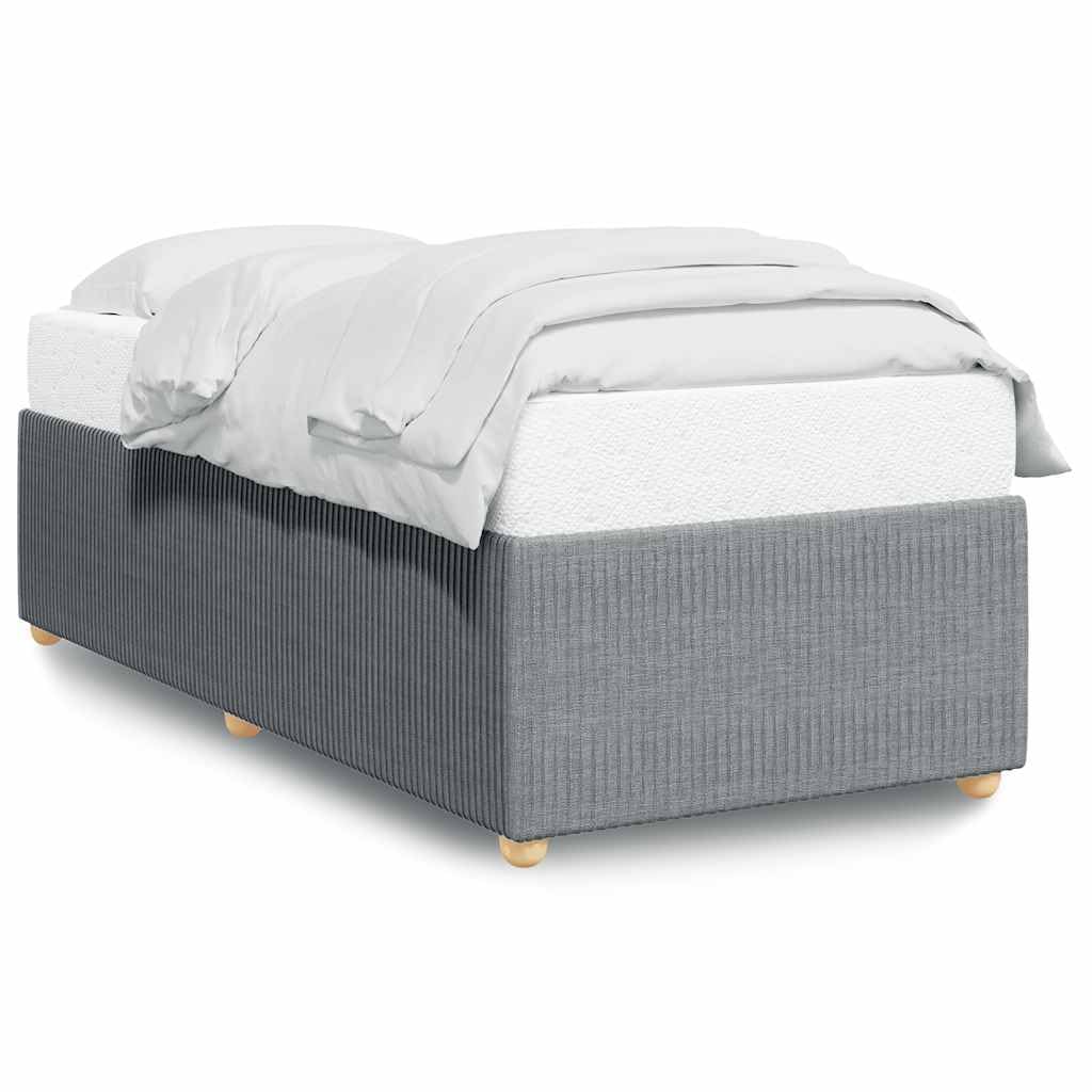 vidaXL Twin XL upholstered Bed Frame - Light Gray, Fabric Bedstead with slats, Modern Design Mattress Base for Bedroom Furniture